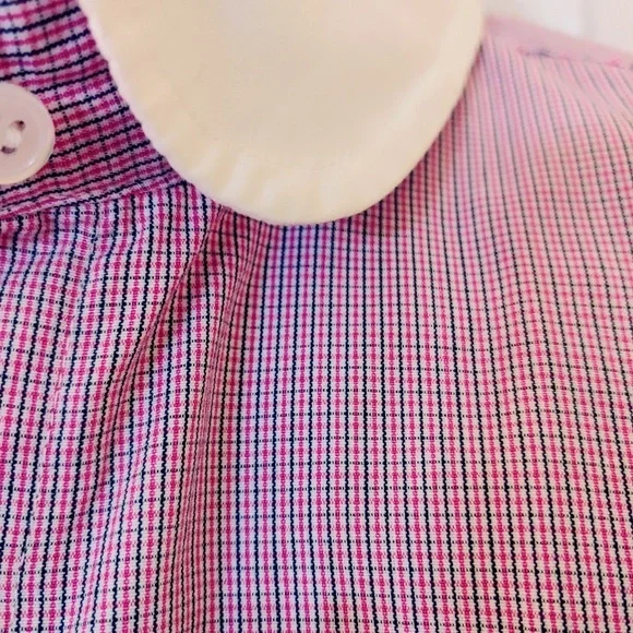 J Crew Button Down Plaid Shirt Top size 0 White Collar -412 - Picture 3 of 8